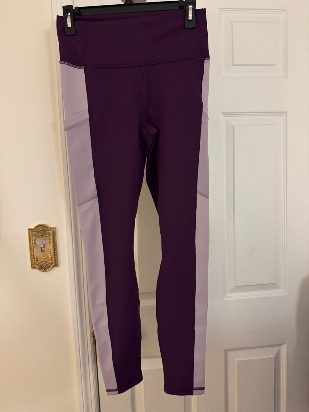 Fabletics Purple Leggings with Lavender Side Panels